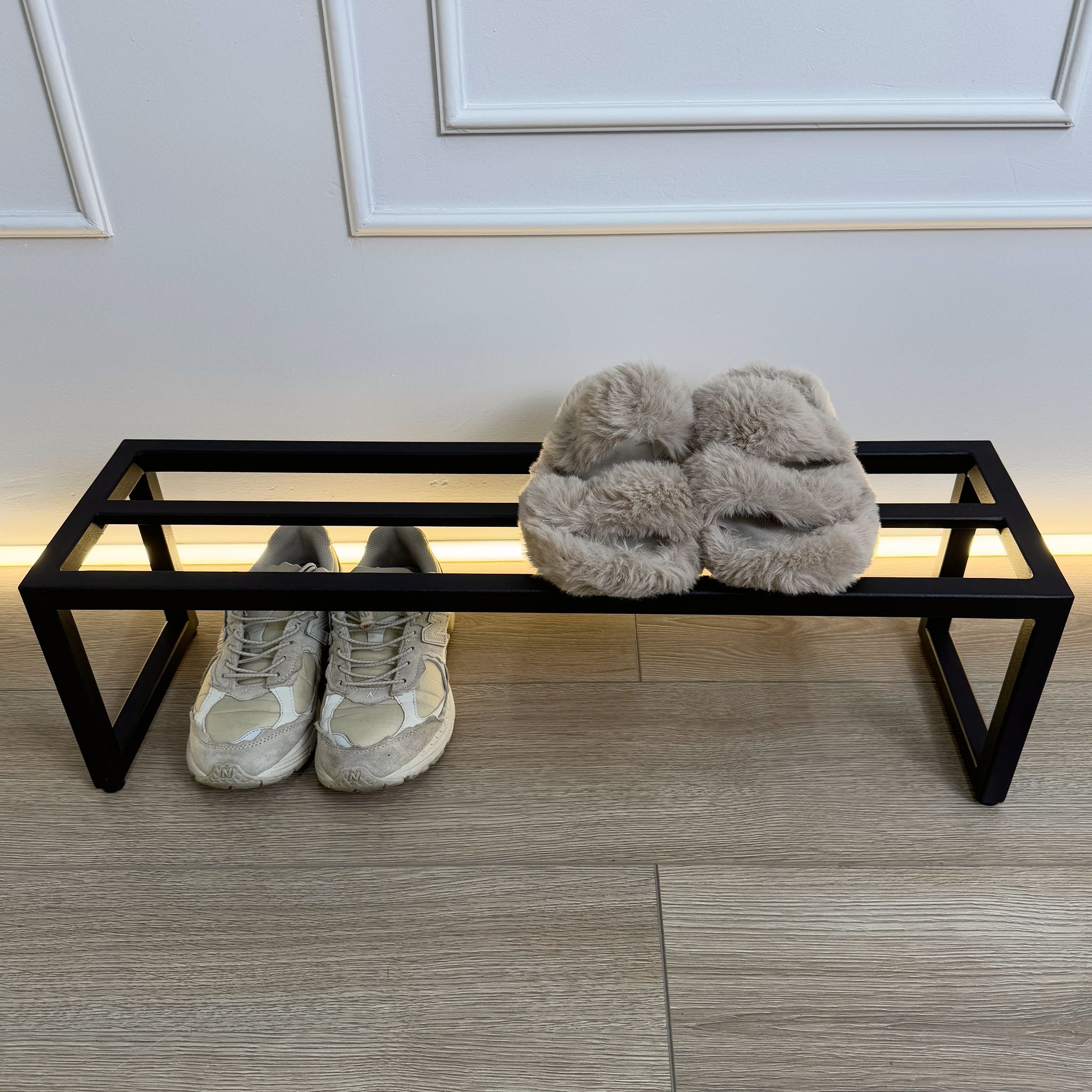 Contemporary Metal Shoe Shelf