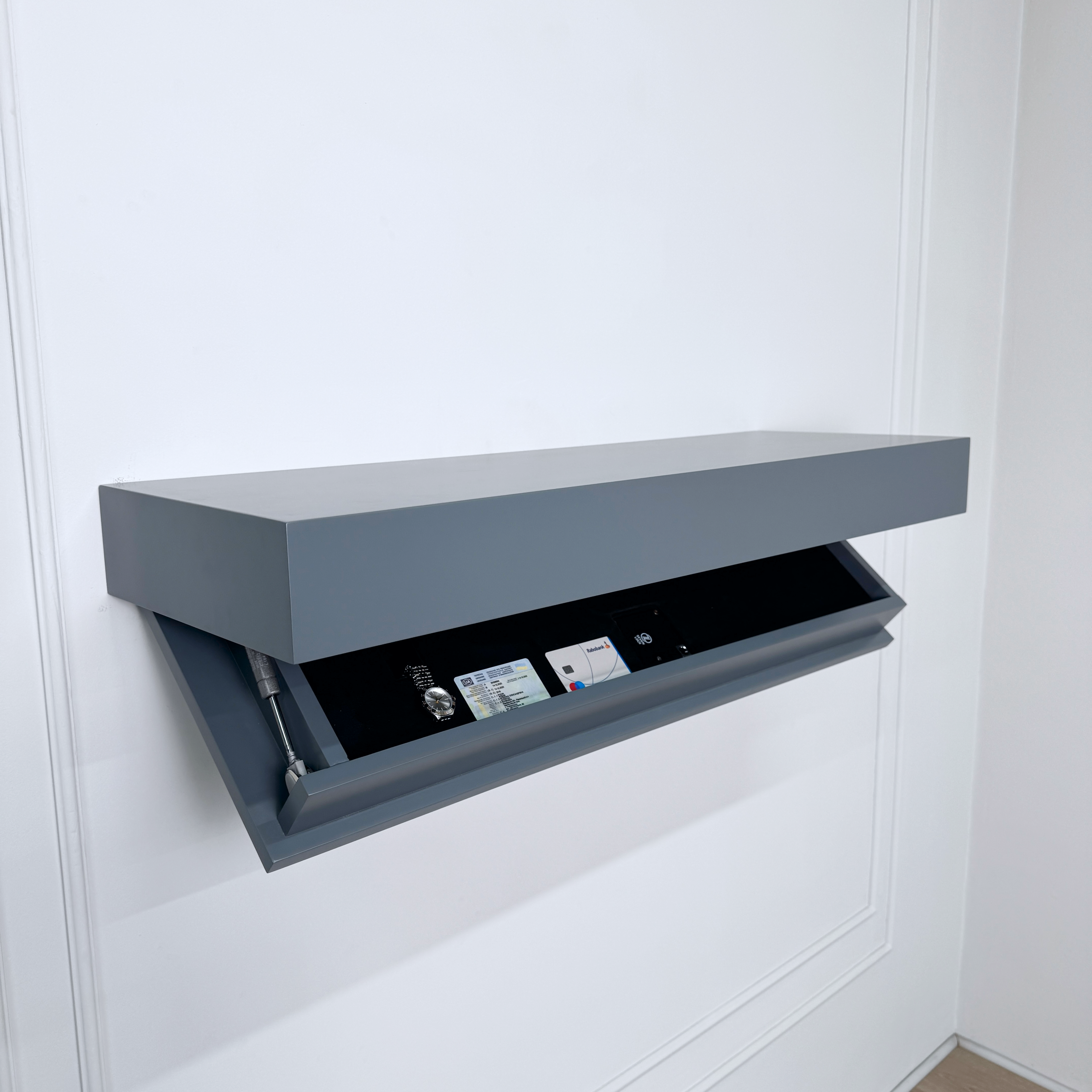 Stylish Wall Shelf with Built-In Safe