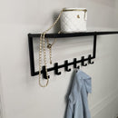 Collapsible metal coat hanger with hooks and shelf