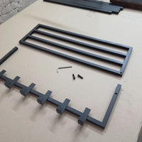 Collapsible metal coat hanger with hooks and shelf