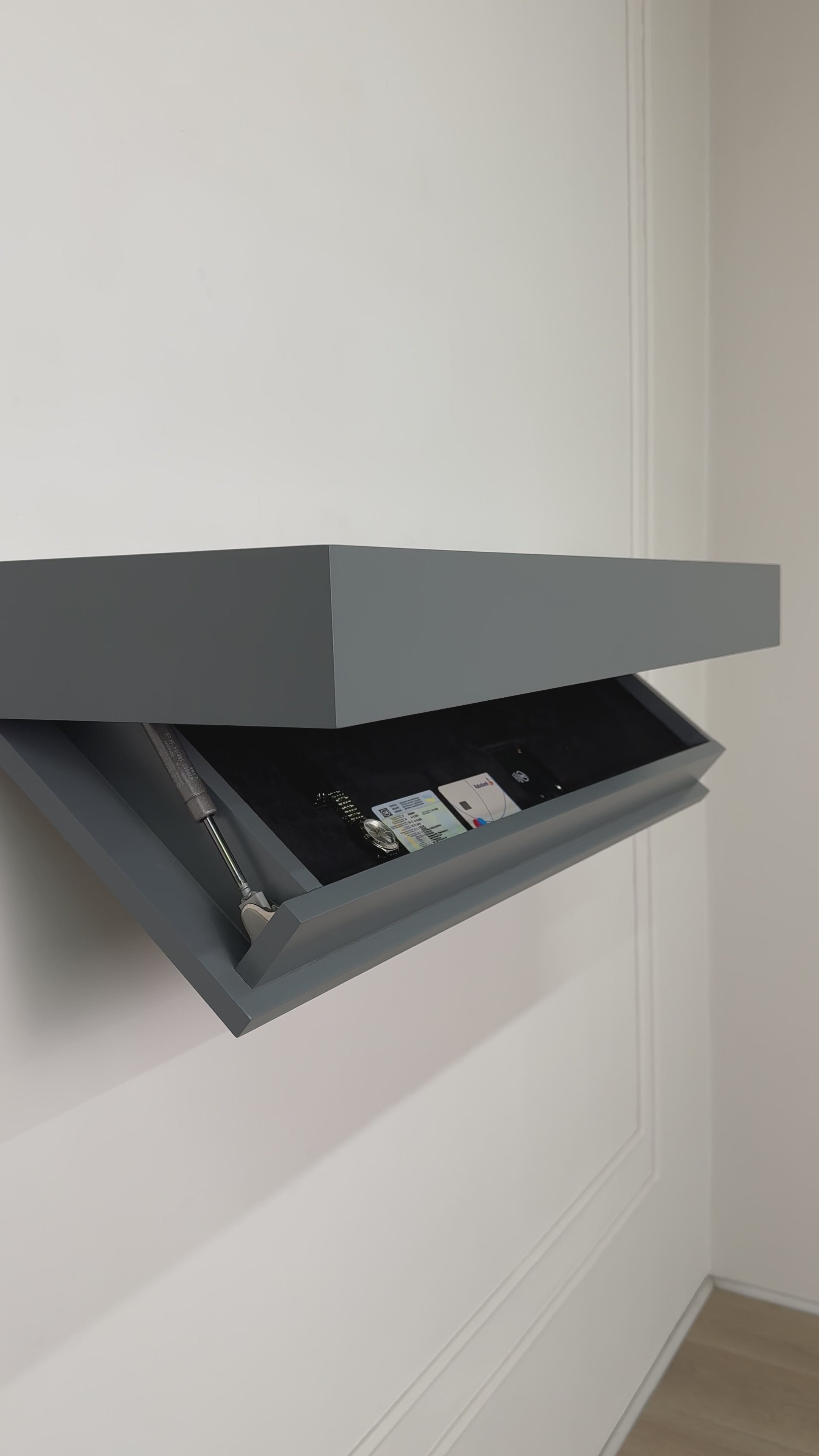 Stylish Wall Shelf with Built-In Safe